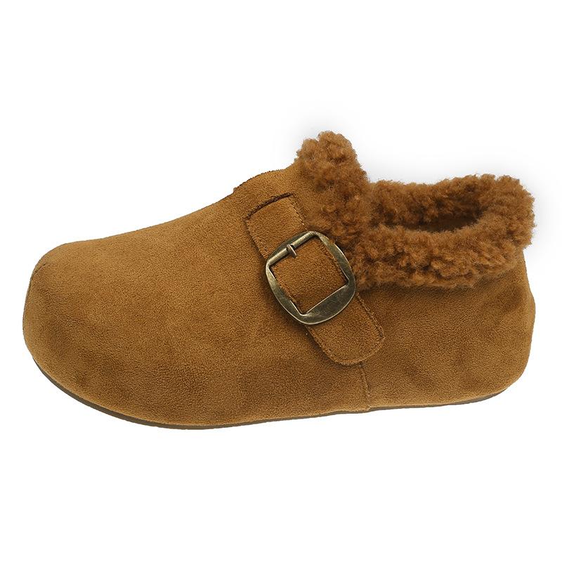 Whole wheat toast Birkenstocks women's 2025 new winter women's shoes with fleece inner height increase wool cotton shoes one pedal shoes