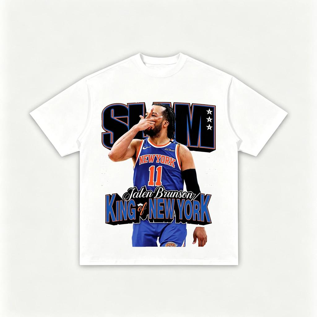 Slam King of New York Brunson 11 Printed Men's T-shirt Oversized Y2k Men Women Cotton Short Sleeved Streetwear Harajuku Female Male Clothing