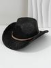 Unisex Elegant Brushed Top Hat YK Style Cowboy Hat, Metal Round Accessories Belt Bonfire Party