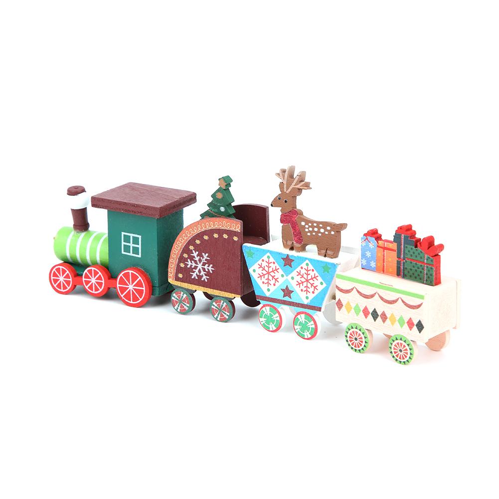 Mini Christmas Children Wooden Train Toy Kid Home DIY Train Decoration Ornament GiftColour