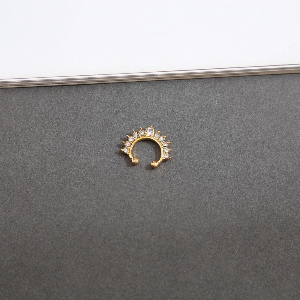 Trendy Unisex Geometric Rhinestone Simple Punk Bear Nose Cuff Fake Nose Ring Body Jewelry Nose Stud