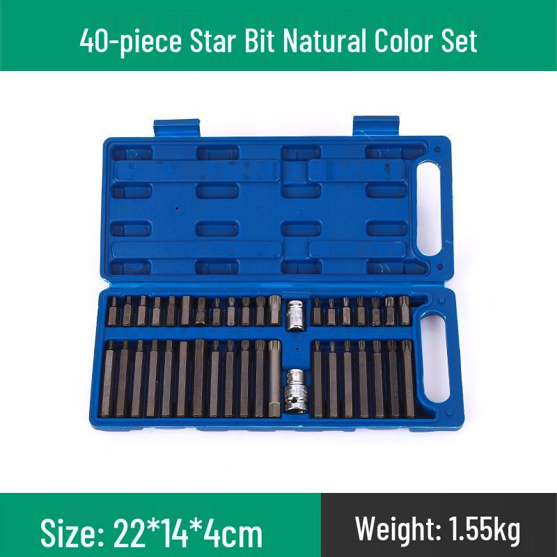 

40-Piece Twelve-Point Star Bit Hex Socket Screwdriver Set for Mechanical Vehicle Use