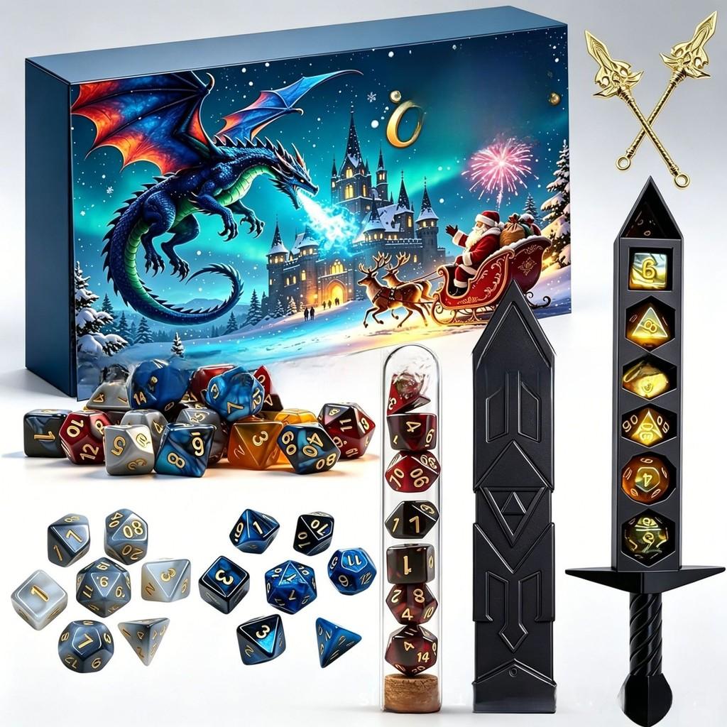 Dungeons And Dragons Dice Vacation Advent Calendar With Mystery Polyhedral Dice For Collectors And Giftgiving