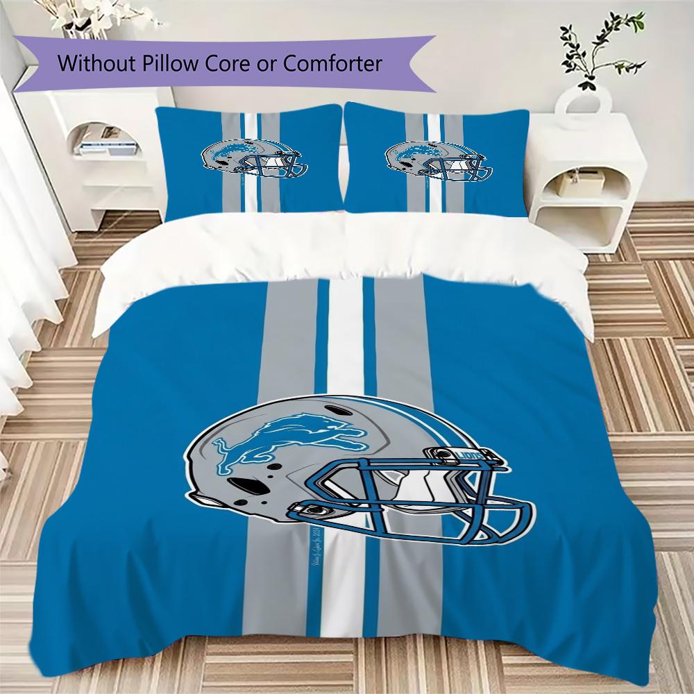 Detroit Lions Pattern Bedding uilt Set uilt Cover Pillowcase Home Decoration Birthday Gift (1*duvet cover + 2*pillowcase without core)