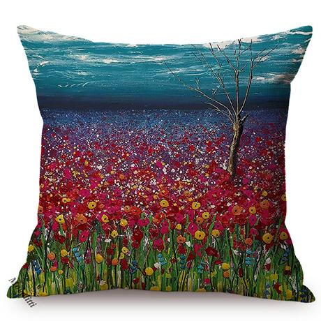 Sunrise Landscape Oil Painting Art Sofa Decorative Throw Pillow Case Sunset Flower Sea Living Room Chair Cushion Cover Cojines