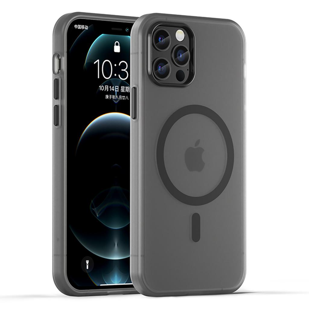 For iPhone 12 Pro Max 6.7 Inch Magnetic Case Translucent Matte TPU+PC Phone Cover Compatible with MagSafe