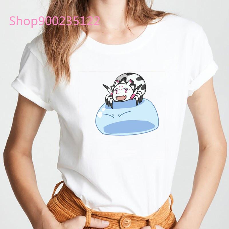 Japanese Anime Women Cute T-Shirt Printed Spider Kumoko Tee Tops Fashion Casual Women Clothes Summer Streetwear Tshirt Femme