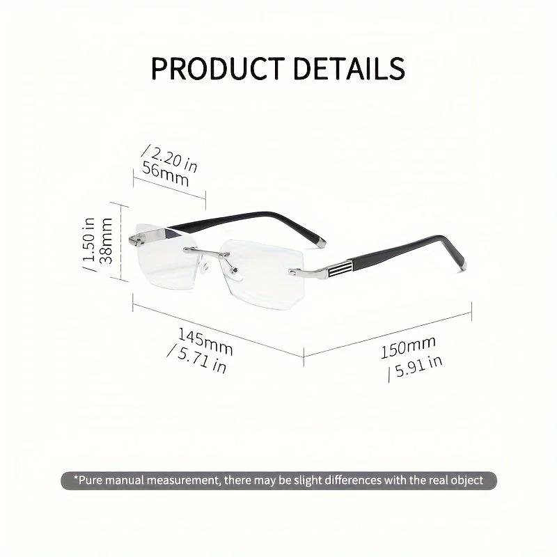 FG Men Blue Light Blocking Reading Glasses Dimond Cutting Rimless Eyeglasses Frame Anti Fatigue Hyperopia Presbyopic Eyewear
