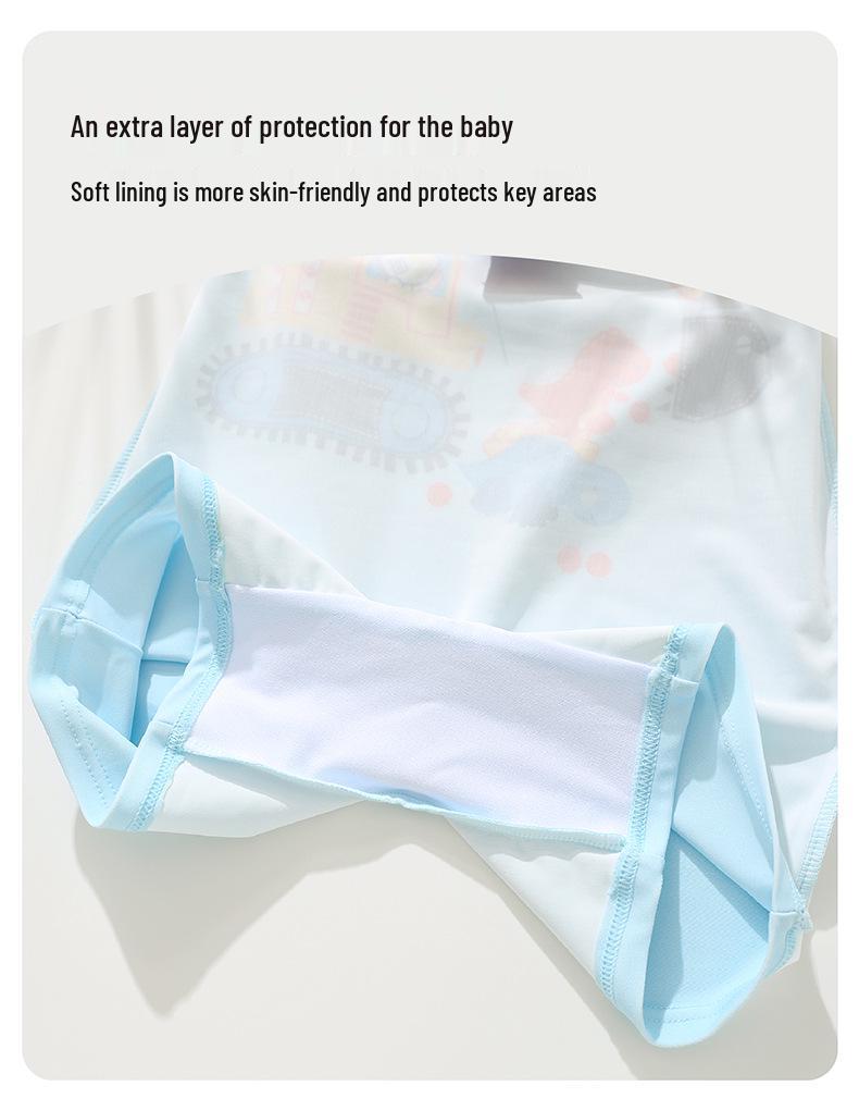 2026 Boys' One-Piece Swimsuit: Quick-Dry Boxer with Cartoon Design for 9-12M to 1-7Y, Sun Protective Swimwear