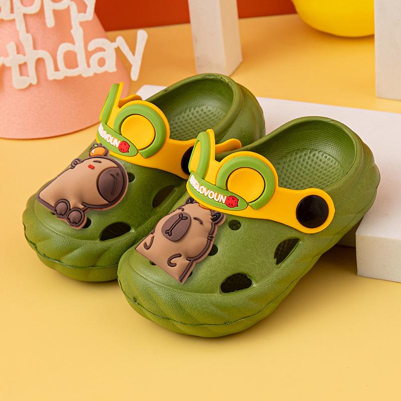 

Детские тапочки капибара для девочек, милые, с мягкой подошвой, нескользящие, для дома, детские туфли с отверстиями, обувь с головой сумки для мальчиков 18 yards suitable for foot length 17-17.5 cm зелёный