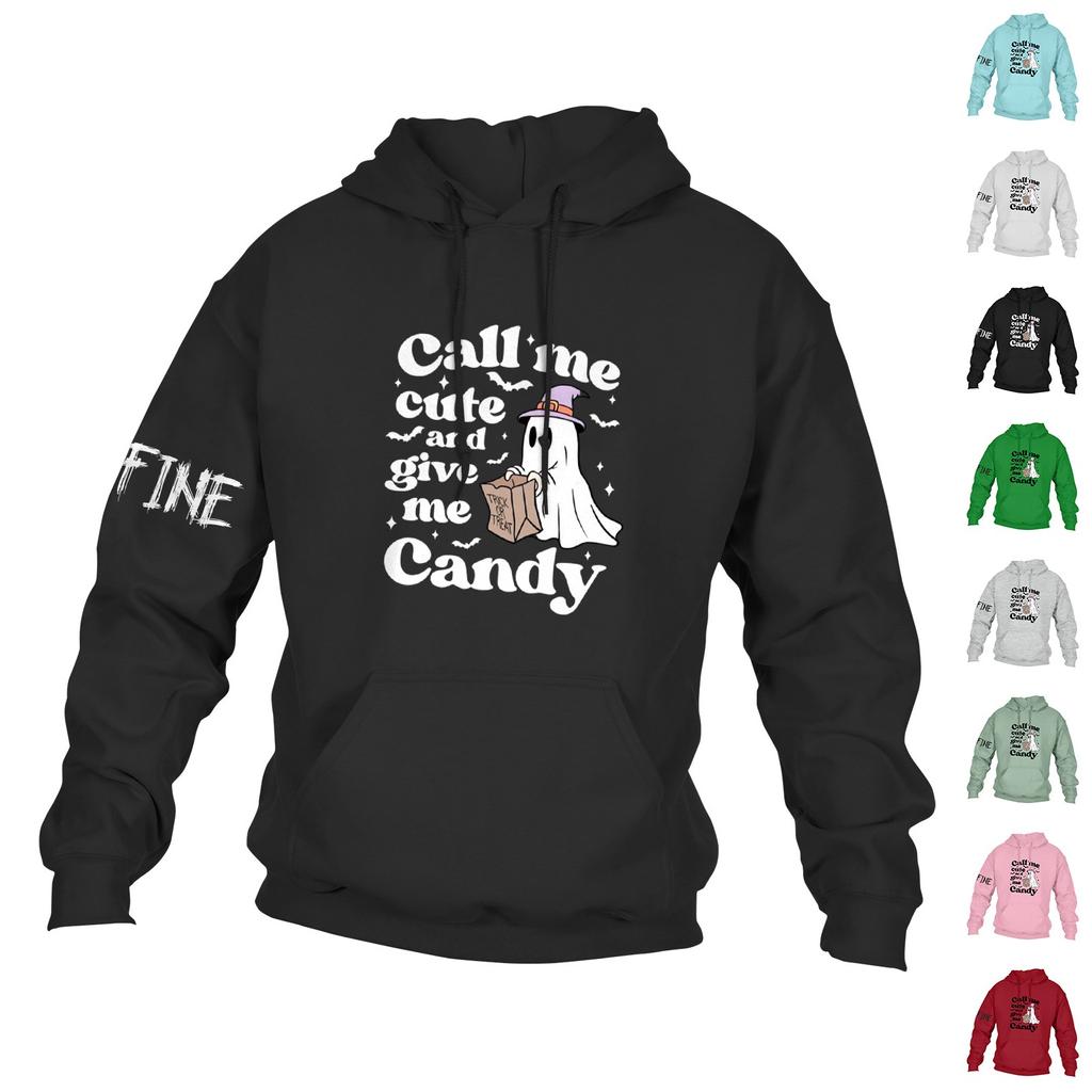 Men's Casual Hooded Loose Long Sleeve With Pocket Halloween Printed Sweatshirt