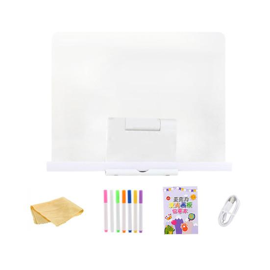 Kids LED Drawing Board with Book Markers Wipe Cloth USB Charging Light-up Dry Erase Board Office School Home Glow Doodle Note Board