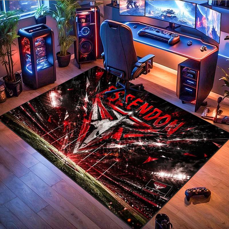 Essendon Football Club Stadium Red Flame Bomber Logo Print Area Rug Aussie Rules Football Floor Carpet Sports Fan Living Room Bedroom Home Decor Mat