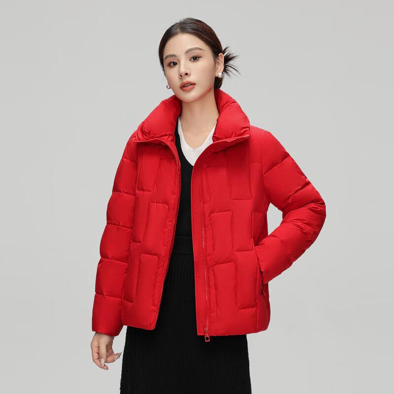 SNOWFLYING Women's Stand Collar Short Down Jacket