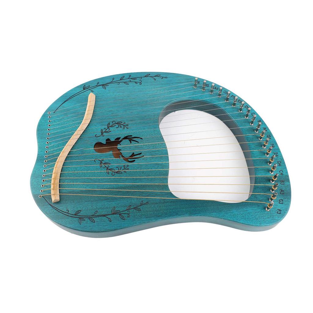 19 String Lyre Harp Portable Wooden Resonance Box String Instrument with Tuning Wrench and Picks for Beginners