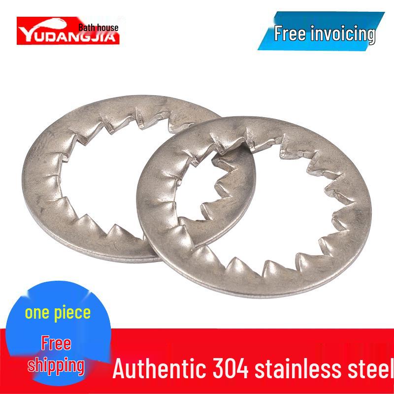 304 Stainless Steel External & Internal Tooth Lock Washer, Anti-Slip, Anti-Loosening, Size M6-M30