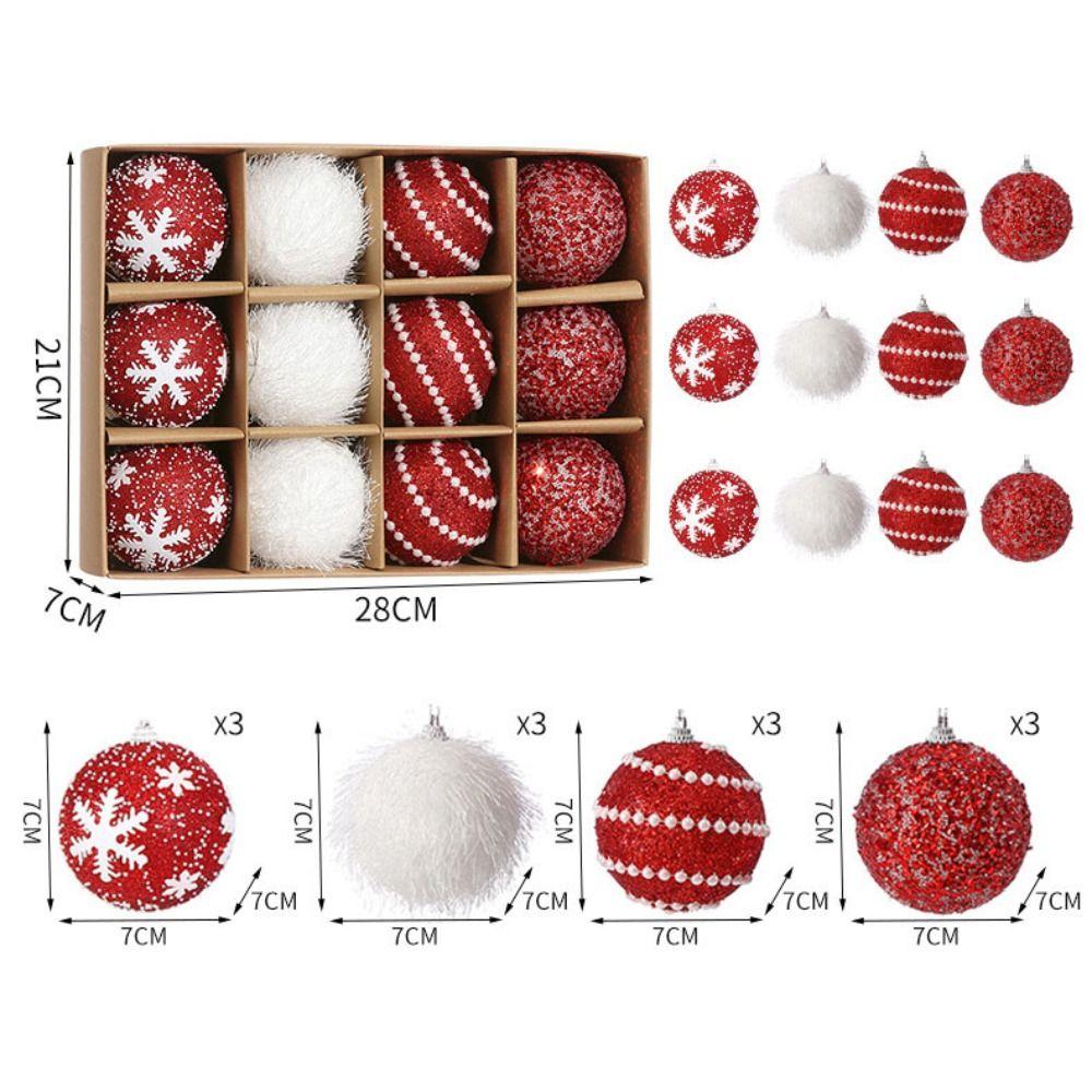 12pcs/box 7CM Christmas Tree Ball Snowflake Foam Ball Crafts New Christmas Ball Home Party