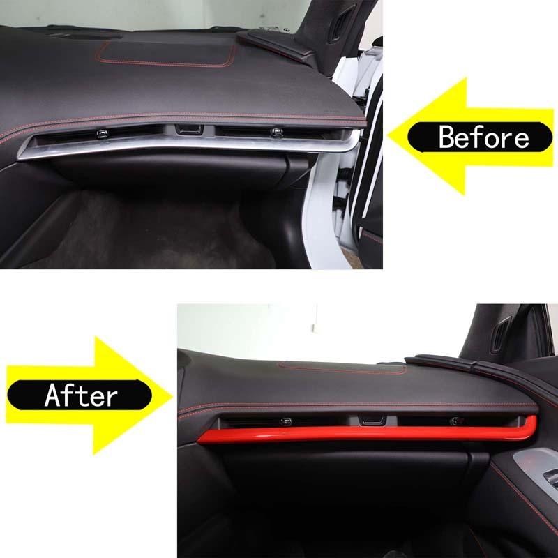 For Chevrolet Corvette C8 Z51 Z06 - ABS Carbon Fiber/Red Car Dashboard Trim Strip Car Interior Accessories