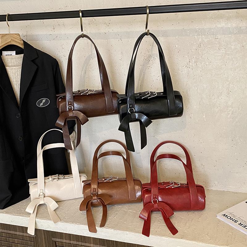 Fashion Underarm Commuter Bag Women's New Pillow Bag Girl Bow Single Shoulder Oblique Span Portable Cylinder Bag