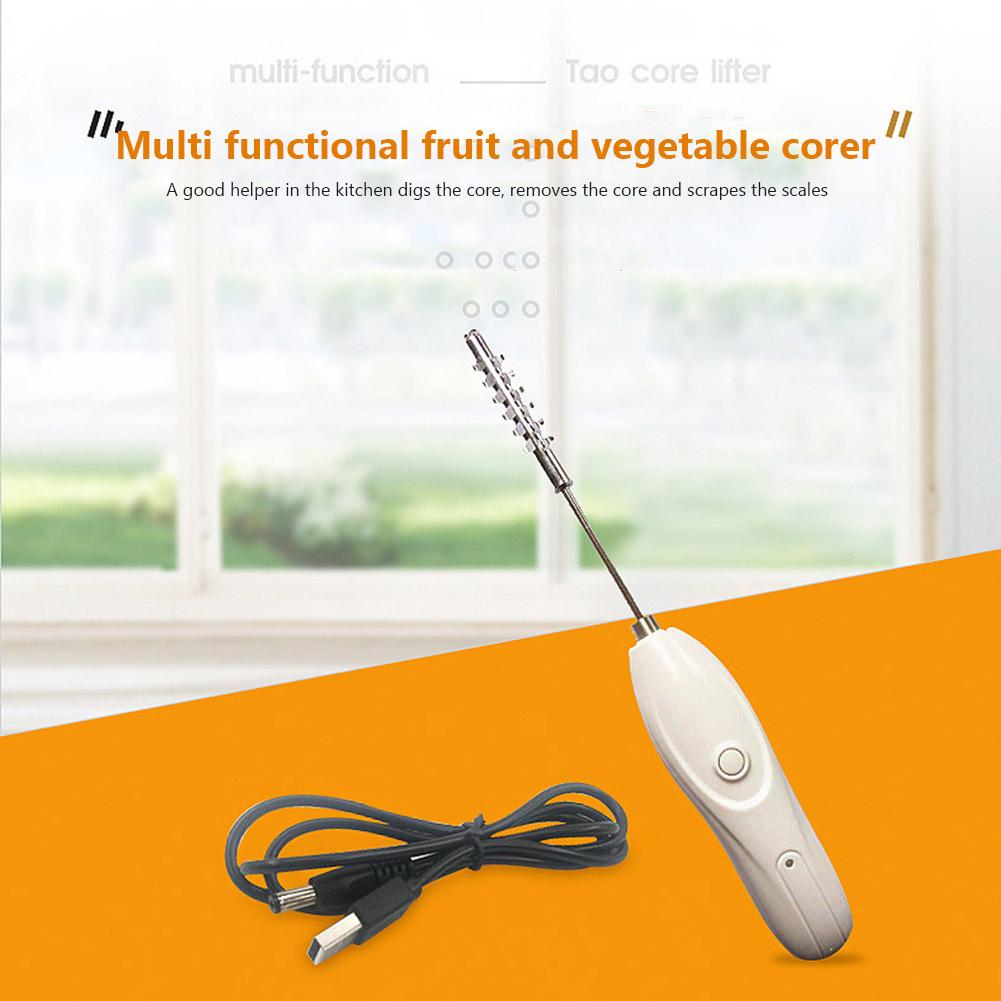 Multifunctional Electric Scale Scraper Replaceable Portable Fruit Coring Tool Anti-rust Rotating Cutter with 2 Different Blades