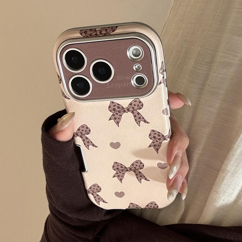 Leopardenmuster Schleife für IPhone17 für Apple 16promax Handyhülle 15Für13 Süß Cool Retro 14 Lederhülle