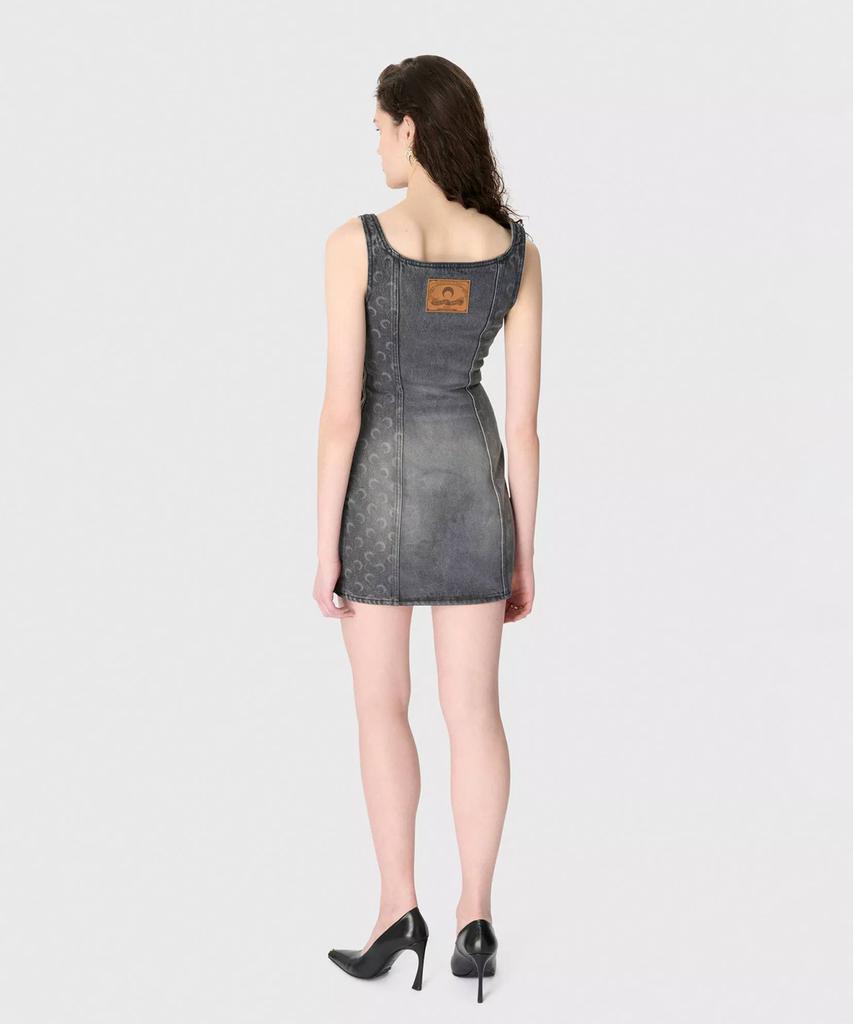 Marine Serre (W) Moon Laser Grey Wash Denim Sleeveless Mini Dress Dark Grey Moon Laser Grey Wash Denim Sleeveless Mini Dress Gr90 Dark G