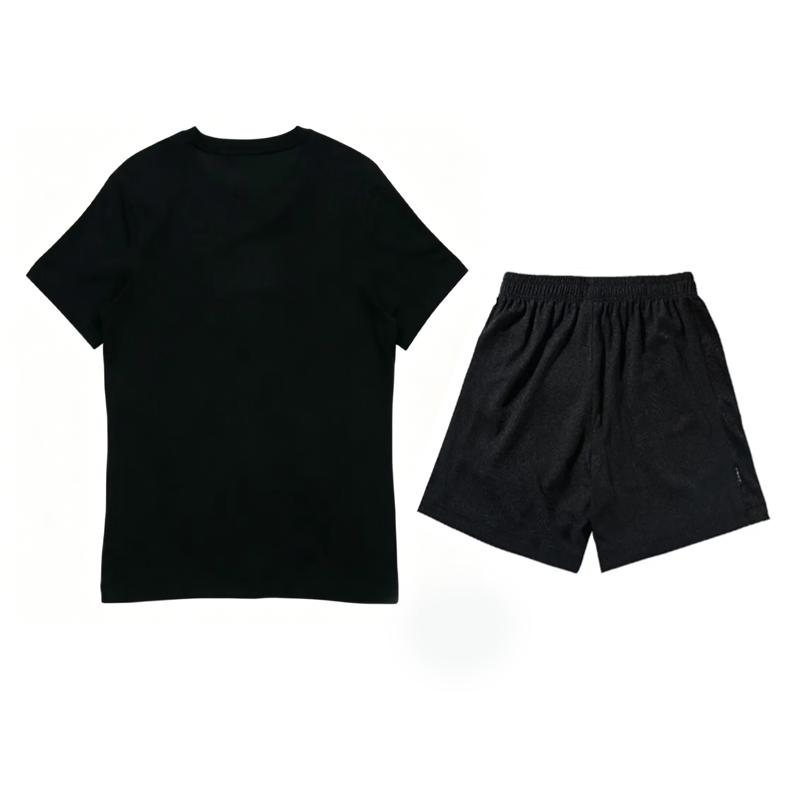 Li-Ning Summer Mens Short Sleeve Shorts Comfortable Fashion Trendy Versatile Sweat-Wicking Skin-Friendly Casual Sports Suit ATSW961-1+YATV113-1