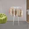 360-Degree Rotating Garment Rack, White Steel Round Display Rack for Clothing & Apparel, Adjustable Height 4 to 6 Feet for Store