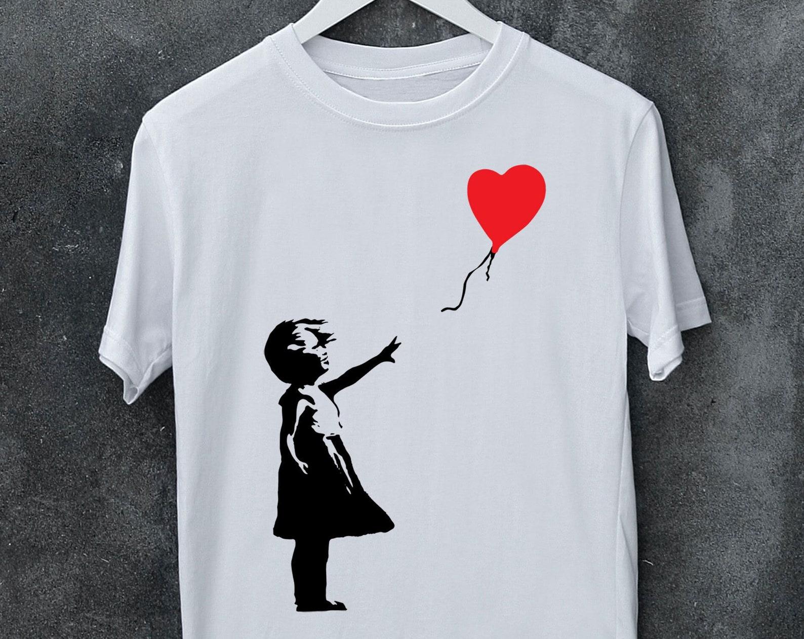 Banksy Girl With Balloon T shirt: Street Art Graphic Tee XL