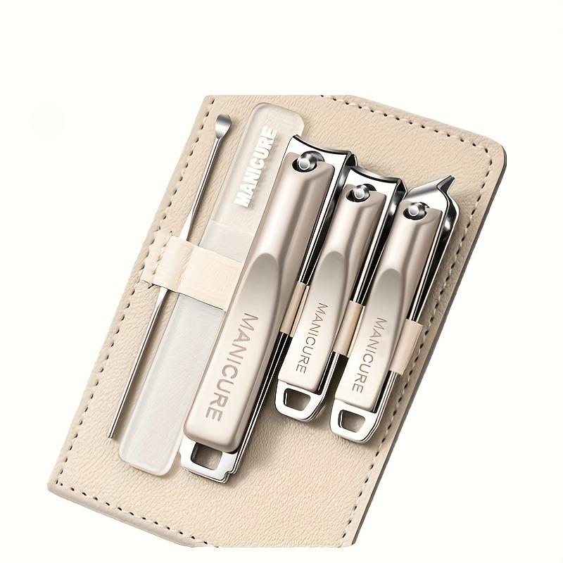 5pcs Sharp and Durable Stainless Steel Nail Clippers Set with Ear Scoop Precision Grinding & Anti-Splash Rotating Case