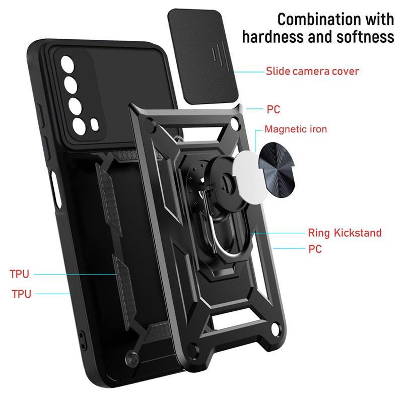For Huawei P Smart 2021 Case Kickstand Armor Magnetic Car Holder Phone Cases For Huawei PSmart 2021 PPA-LX2 Ring Back Cover
