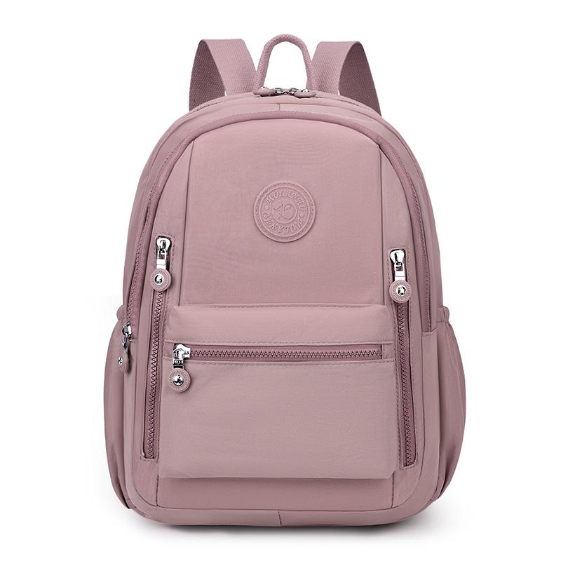 Large Capacity Unisex Nylon Backpack - Solid Color, Casual Outdoor Student Bookbag