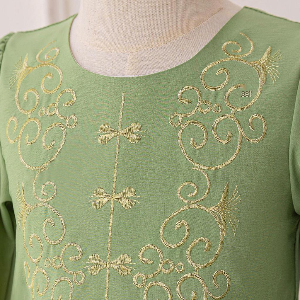 Embroidered Long Sleeve Muslim Evening Gown – Festival Performance Ball Dress