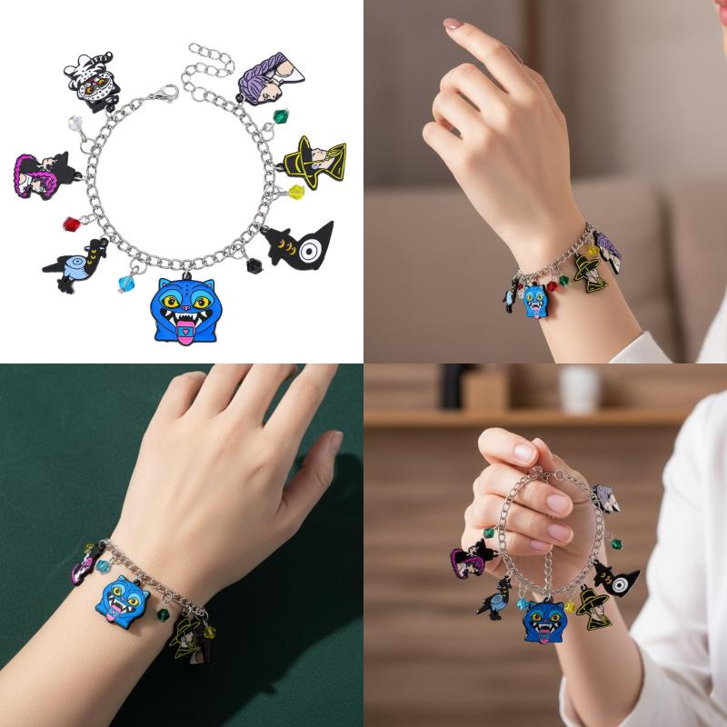 Dessin Animé Anime K-Pop Chasseurs de Démons Saja Garçon Métal Émail Pendentif Bracelet Bijoux Accessoires Mode Ventilateur Fête Cadeau Pour Amis