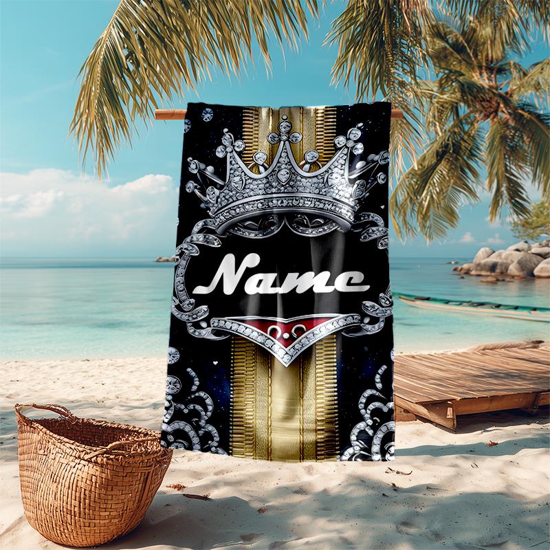 1PC Custom Name Royal Name Beach Towel Highly Absorbent And Sand-Resistant Towel for Swimming, Pool, Yoga, And Travel Lightweight
