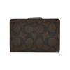 New Corner Zip Canvas With Leather Wrist Bag Clutch Mahjong Wallet Medium Size Women's Dark Brown/Black C0082-IMAA8