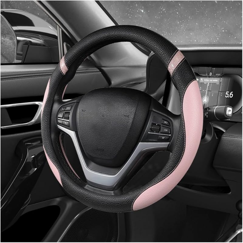 Car Steering Wheel Cover, 15 Inch Premium Leather Breathable Non-Slip Wheels Wrap, Universal Auto Comfortable Steering Wheel Protector For SUV Truck