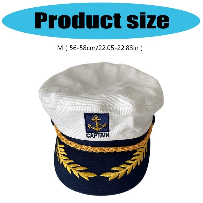 Adjustable Cotton Sailors Hat Classical 2000s Embroidered Cosplay Hat For Women And Men