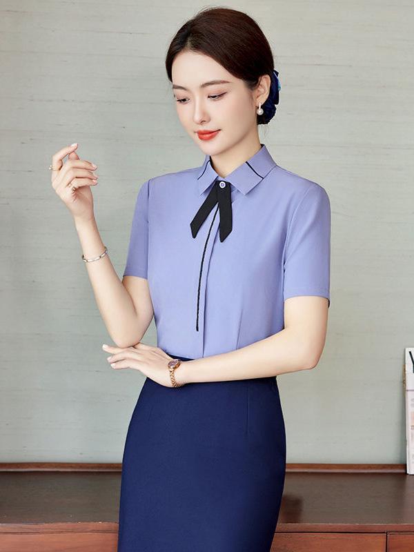 Women's Short Sleeve White Shirt for Work and Interviews - New Spring Arrival