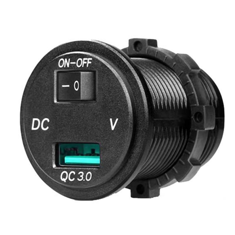 Quick Charge 3.0 USB Car Charger Socket LED Voltmeter Switch For Car Marine ATV