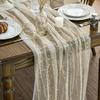 Gold Foil Mesh Table Runner Sheer Glitter Tablecloth Party Wedding Dining Table Decor