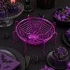 Party Decoration for Halloween Spider Web Basket, Plastic Cobweb Design Fruit Serving Bowl, Treat Candy Bowl or Trick Holder Dinner Table, Supplies