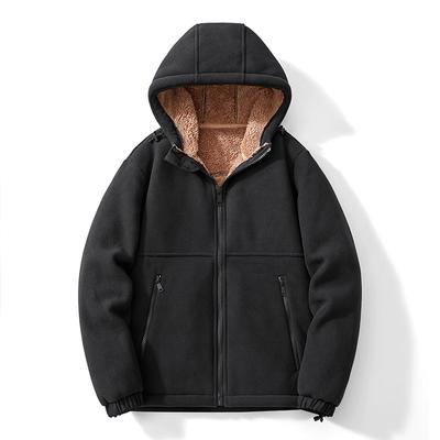 Men's Plus Size Snow Outdoor Warm Zipper Cardigan Lined Fleece Warm Hooded Cardigan