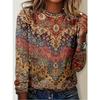Women's T Shirt Print Floral Graphic Paisley Vintage Fashion Stylish Long Sleeve Crew Neck Round Neck Regular Tops