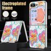 Flowers Fruits Print Case For Samsung Galaxy Z Flip 8 7 6 5 Z Flip8 Flip7 Flip6 Hybrid 3in1 Plating Leather Skin Folding Phone Cover