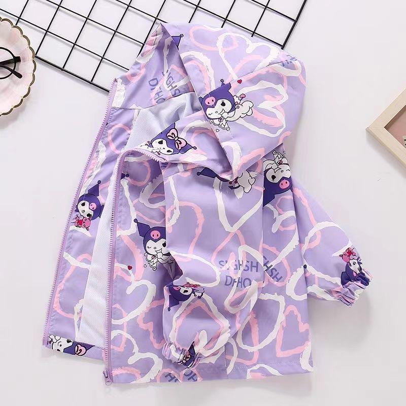 Dziewczęca kurtka wiatrówka z bawełnianą wyściółką Kuromi - Jesień/Zima 2025 Dziecięca odzież sportowa