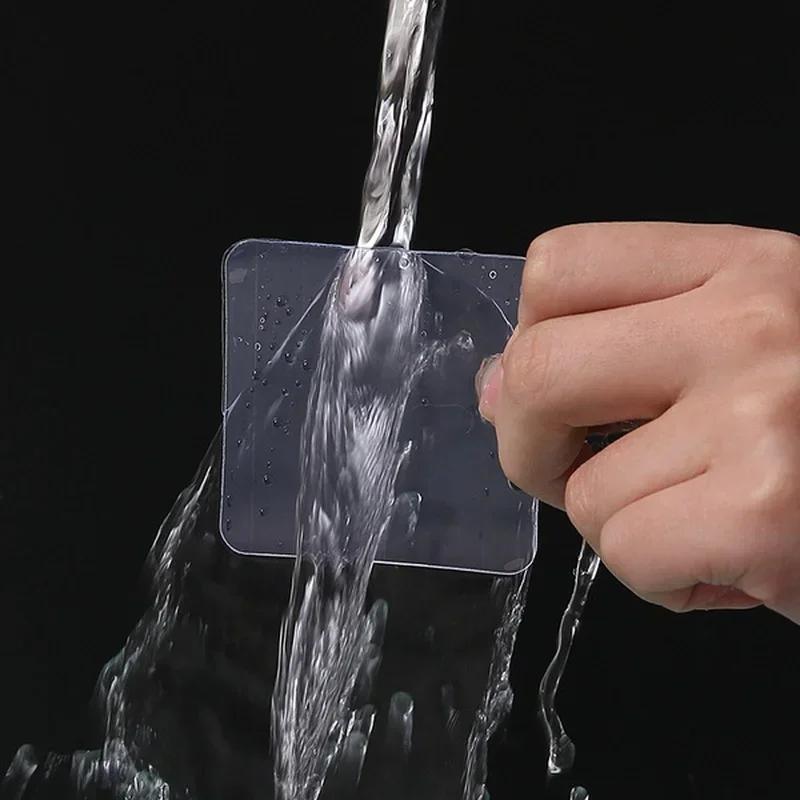 10PCS Double Sided Tape Transparent Reusable Waterproof Adhesive Tape Punch-free Hook Wall Hook Home Decoration Supplies