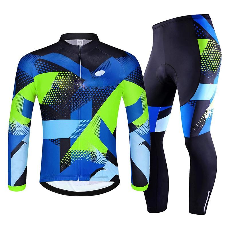 Unisex Cycling Jacket Pants Set Winter Thermal Windproof Breathable Long Sleeve Bike Riding Suit
