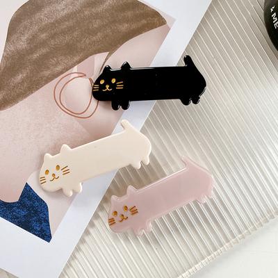 1 szt. koreańska wersja płyty octanowej, uroczy trójkolorowy klips do włosów z kotkiem na krótkich nóżkach, klips typu dzióbek kaczki