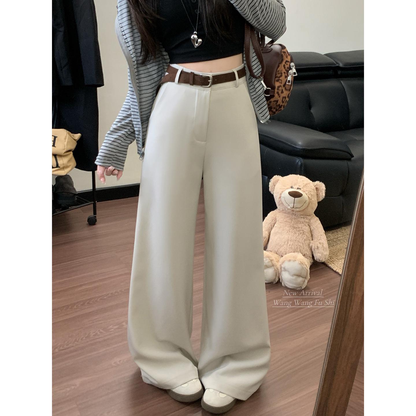 

Spring 2026 Women s High-End Wide-Leg Draped Suit Pants - Floor-Length, Loose-Fit, Casual Style L